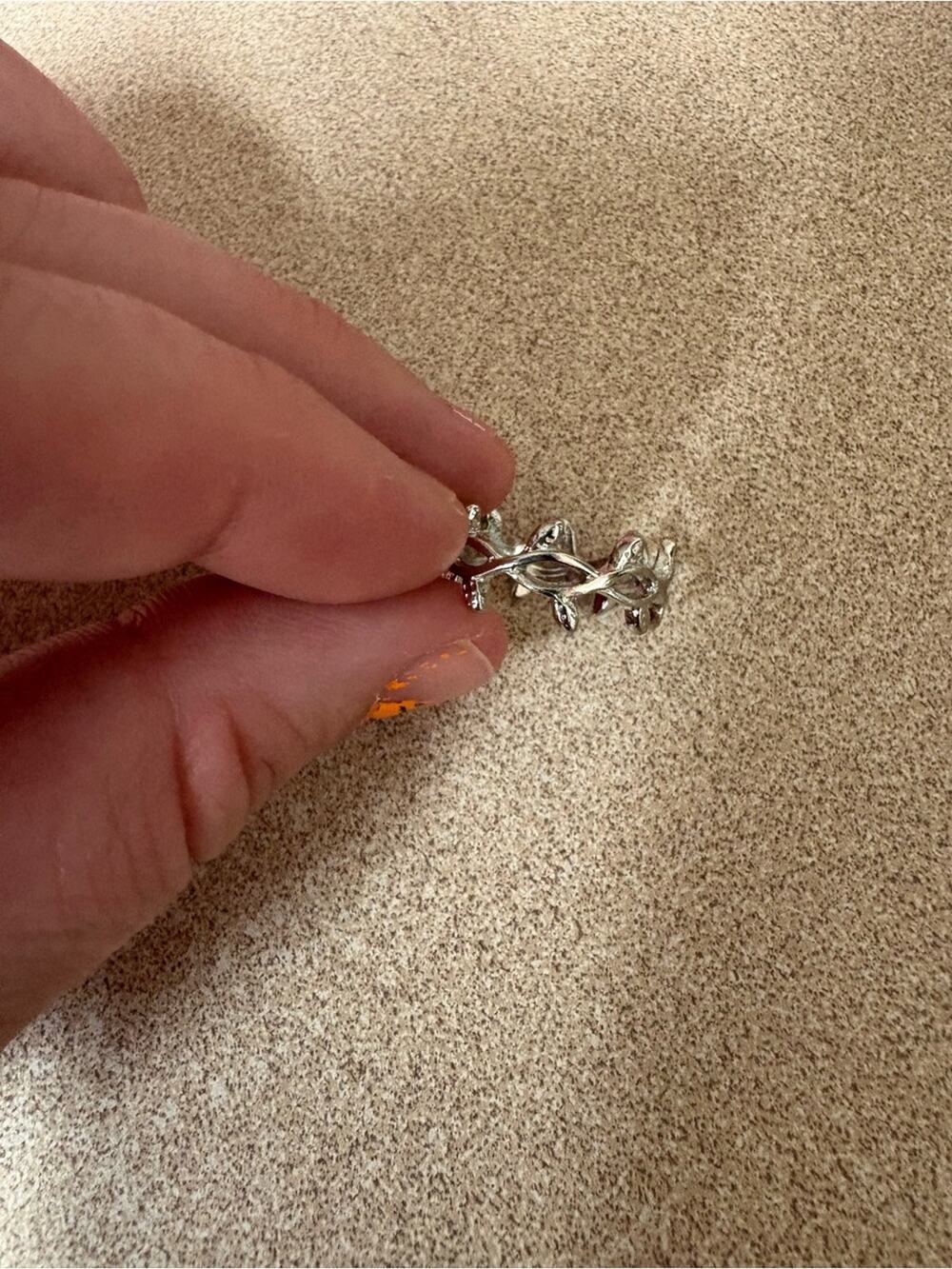 Silver Leaf Vine Ring Fairycore Cottagecore Nature Band Silver Tone